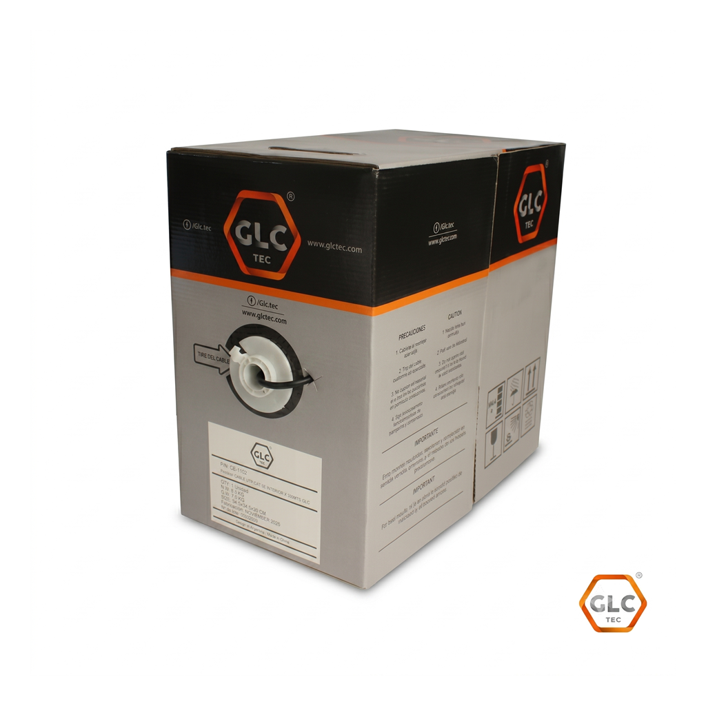 [CE-1109C] GLC - Cable U/UTP Cat.5e exterior 24 awg, rollo de 305mts, CCA, color negro, fluke test 70m